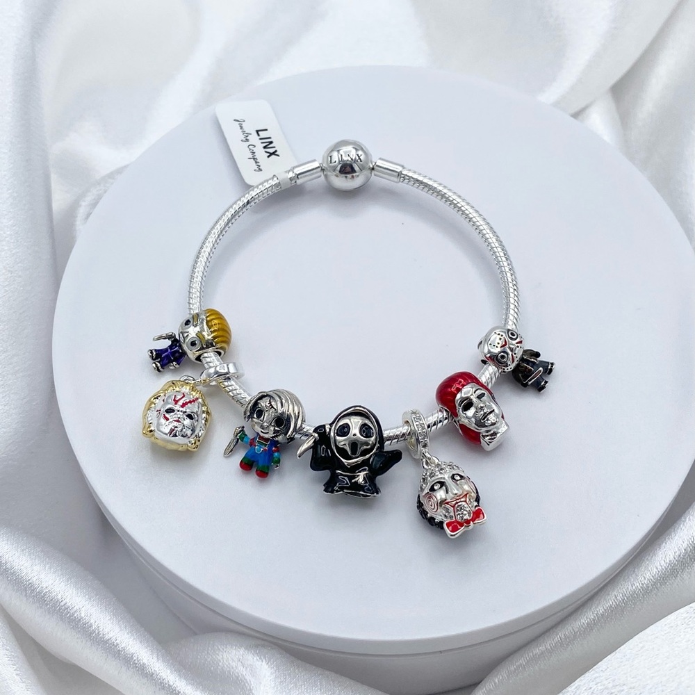 SALE!!! Linx Snake Chain Bracelet with Halloween Horror Charms